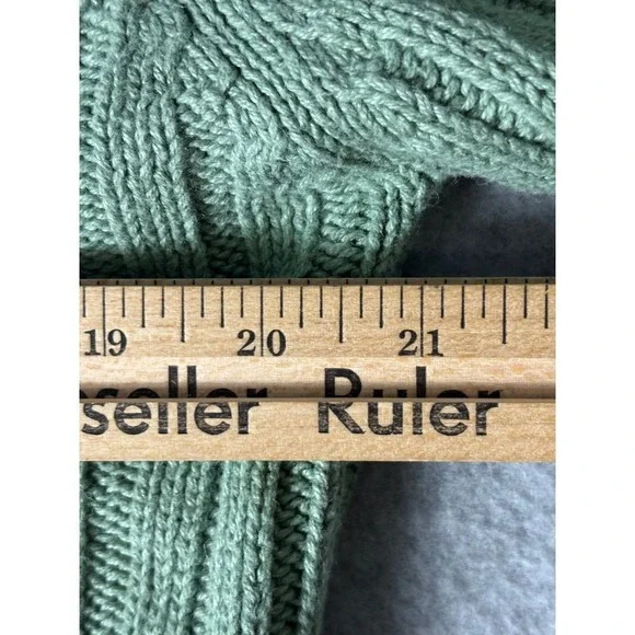 North Crest Sage Green Cable Knit Turtleneck Sweater Cozy‎ Ribbed Pullover S - Picture 3 of 6